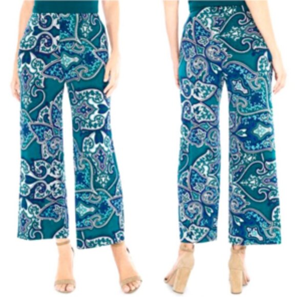 Chico's Pants - Chico’s Travelers Palazzo Wide Leg Paisley Crop Pant Pull On Stretch Knit XL